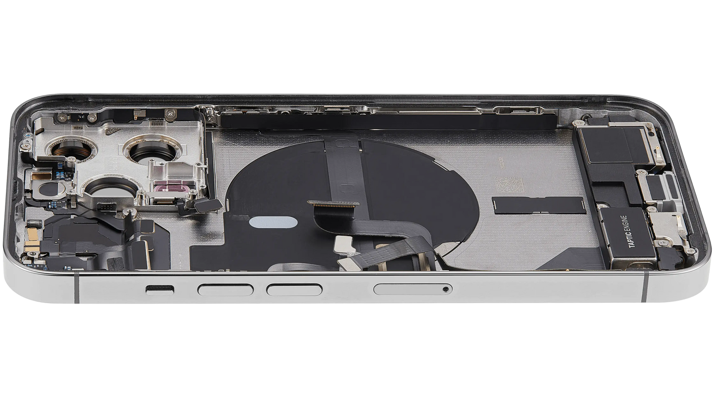 Back Housing W/ Charging Port Flex & Small Parts For iPhone 13 Pro (EU / Global Version) (Used OEM Pull: Grade A) (Silver)
