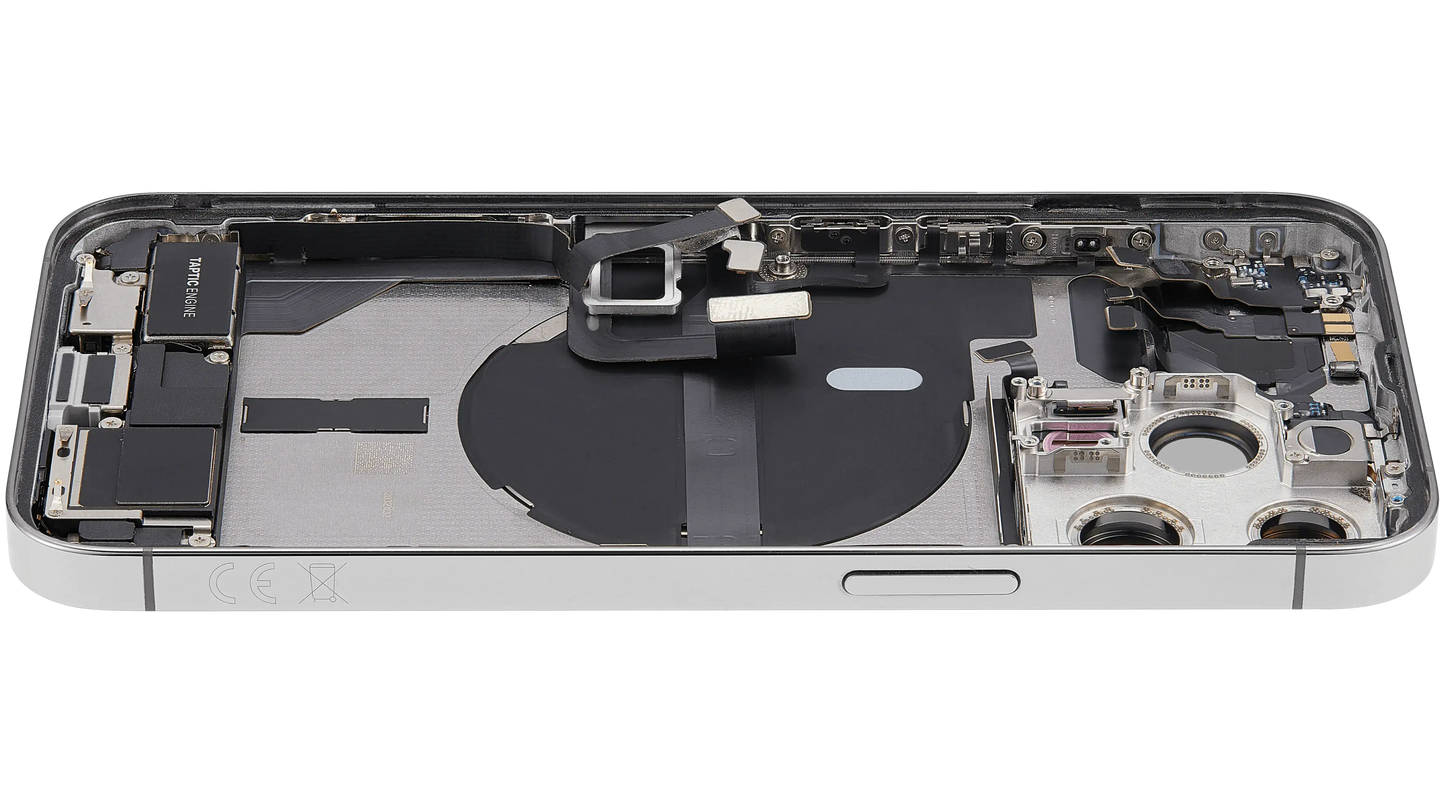 Back Housing W/ Charging Port Flex & Small Parts For iPhone 13 Pro (EU / Global Version) (Used OEM Pull: Grade A) (Silver)