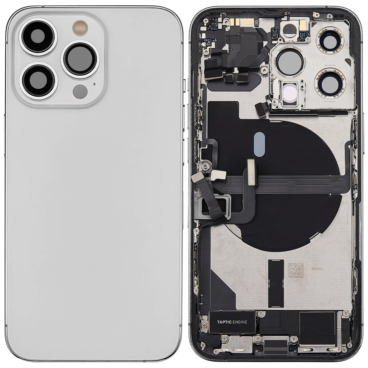 Back Housing W/ Charging Port Flex & Small Parts For iPhone 13 Pro (EU / Global Version) (Used OEM Pull: Grade C) (Silver)