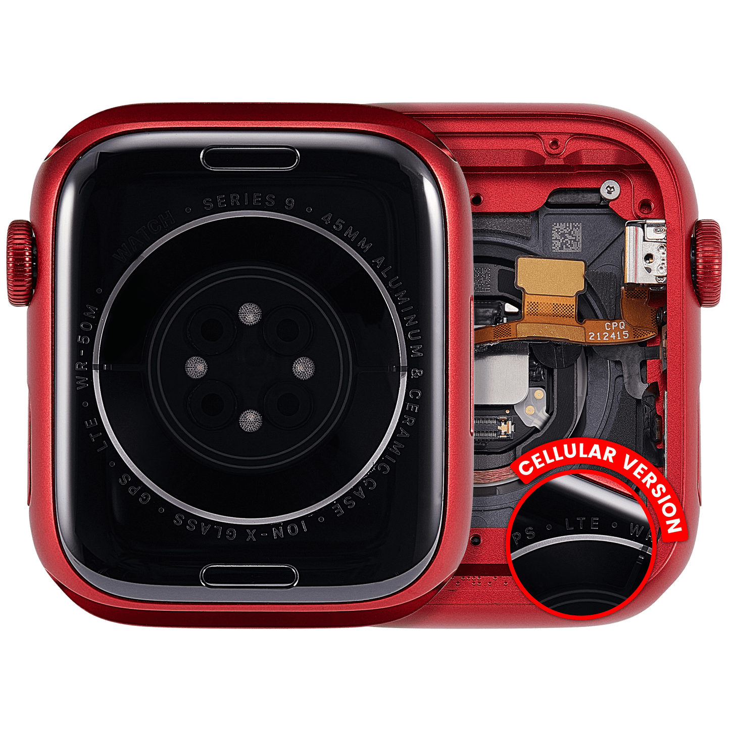 Housing Assembly Compatible For Watch Series 9 (45MM) (Used OEM Pull: Grade A) (Cellular Version) (Aluminum / Red)