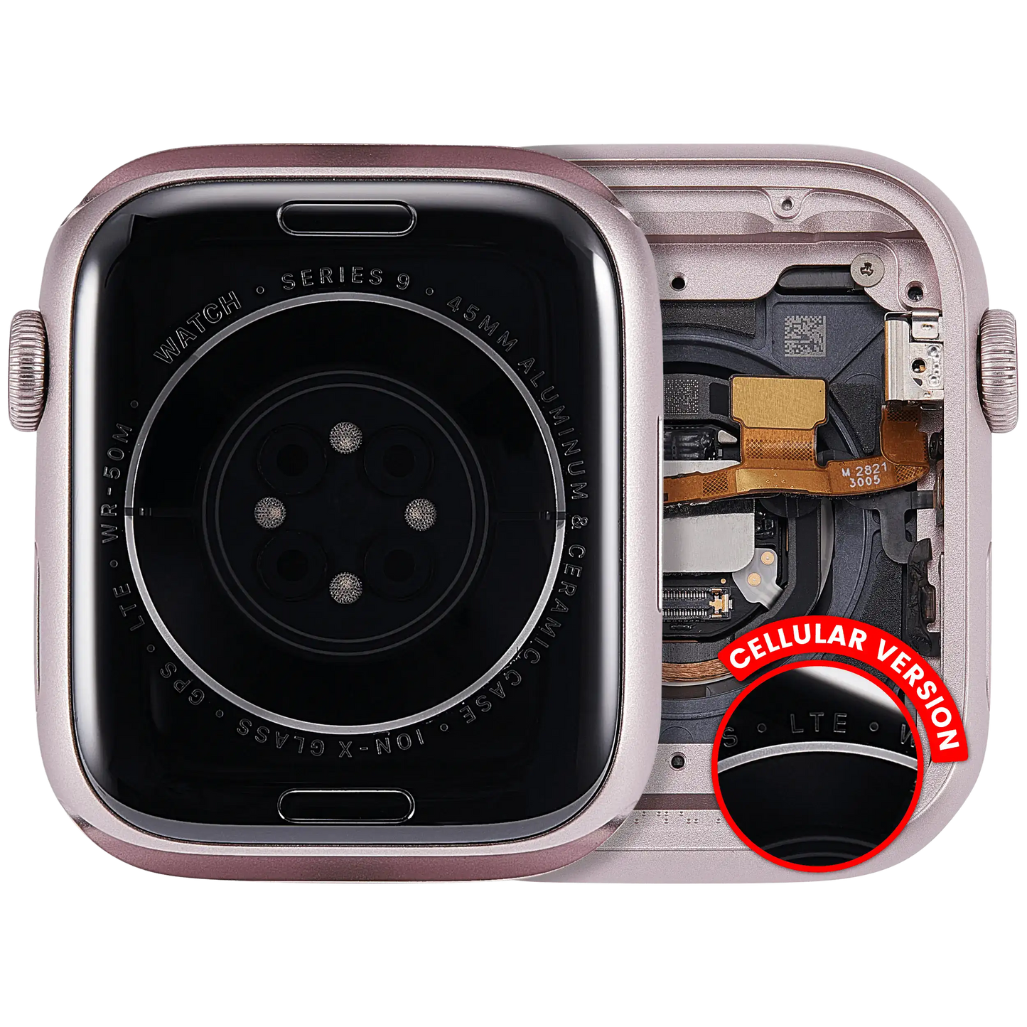 Housing Assembly Compatible For Watch Series 9 (45MM) (Used OEM Pull: Grade A) (Cellular Version) (Aluminum / Pink)