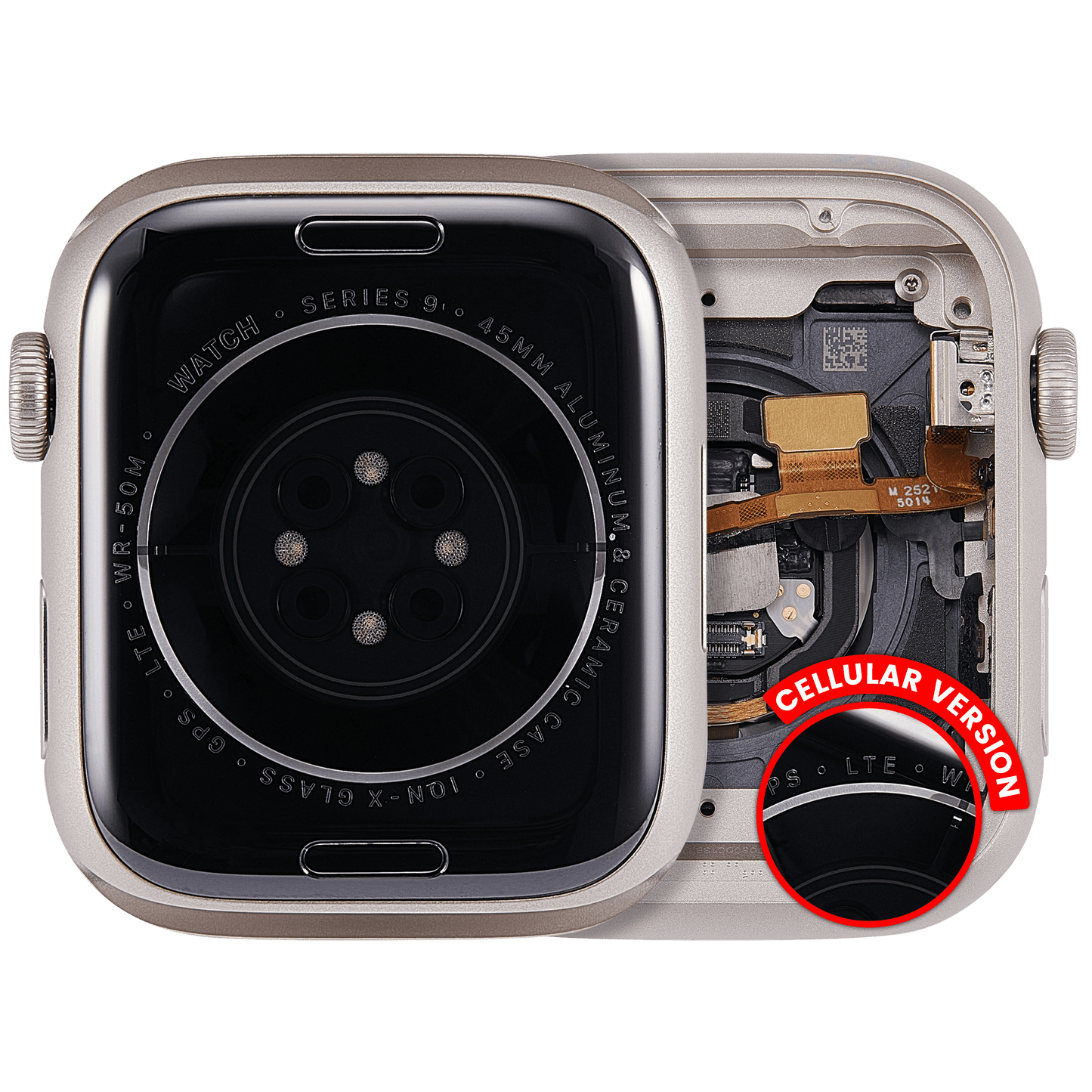 Housing Assembly Compatible For Watch Series 9 (45MM) (Used OEM Pull: Grade A) (Cellular Version) (Aluminum / Starlight)