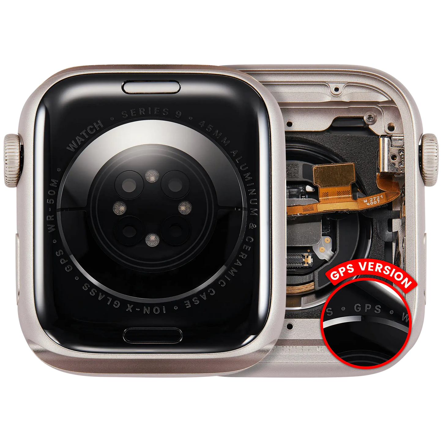 Housing Assembly Compatible For Watch Series 9 (45MM) (Used OEM Pull: Grade A) (GPS Version) (Aluminum / Starlight)