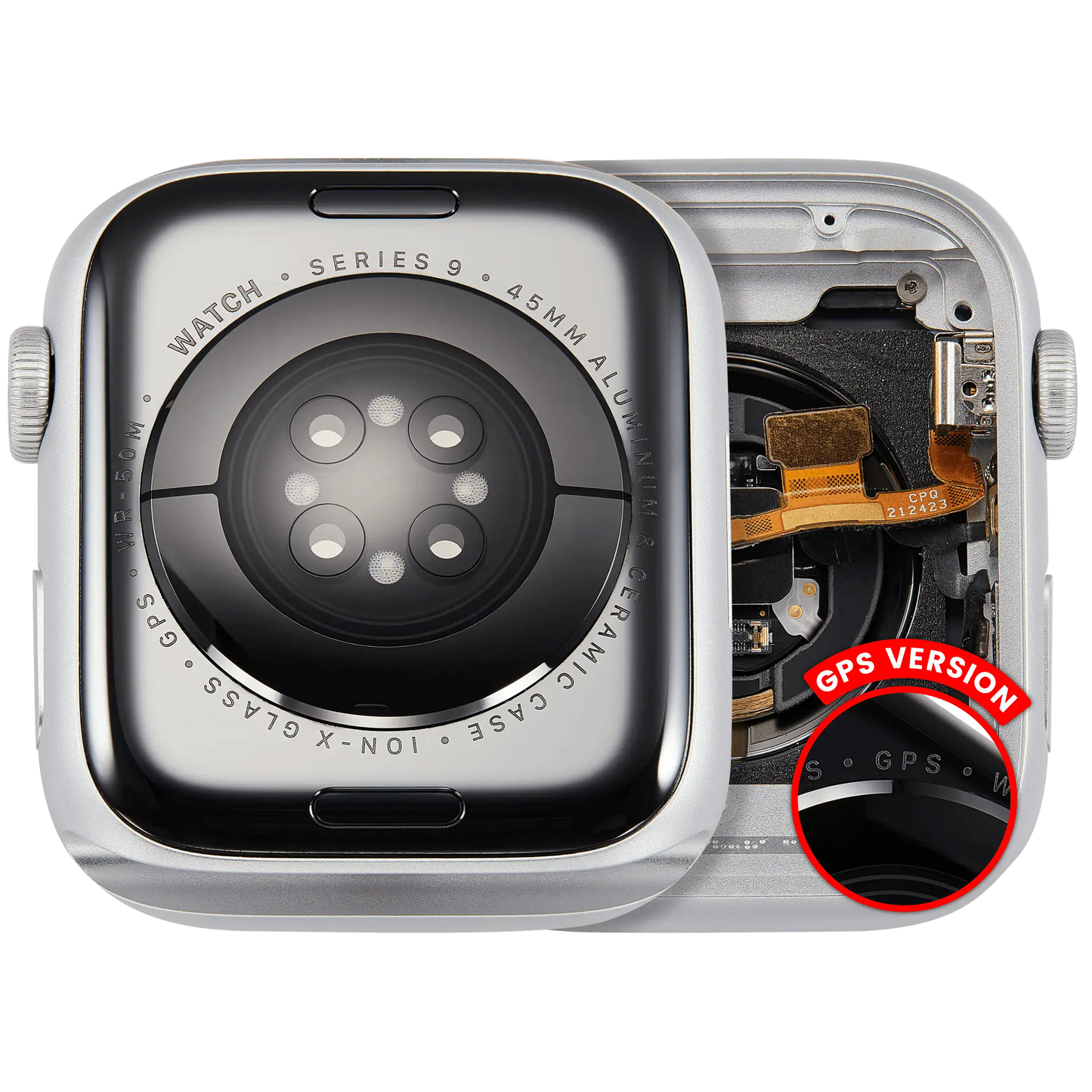 Housing Assembly Compatible For Watch Series 9 (45MM) (Used OEM Pull: Grade A) (GPS Version) (Aluminum / Silver)