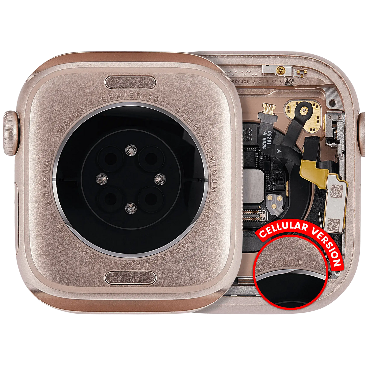 Housing Assembly Compatible For Watch Series 10 (42MM) (Used OEM Pull: Grade A) (Cellular Version) (Aluminum / Rose Gold)