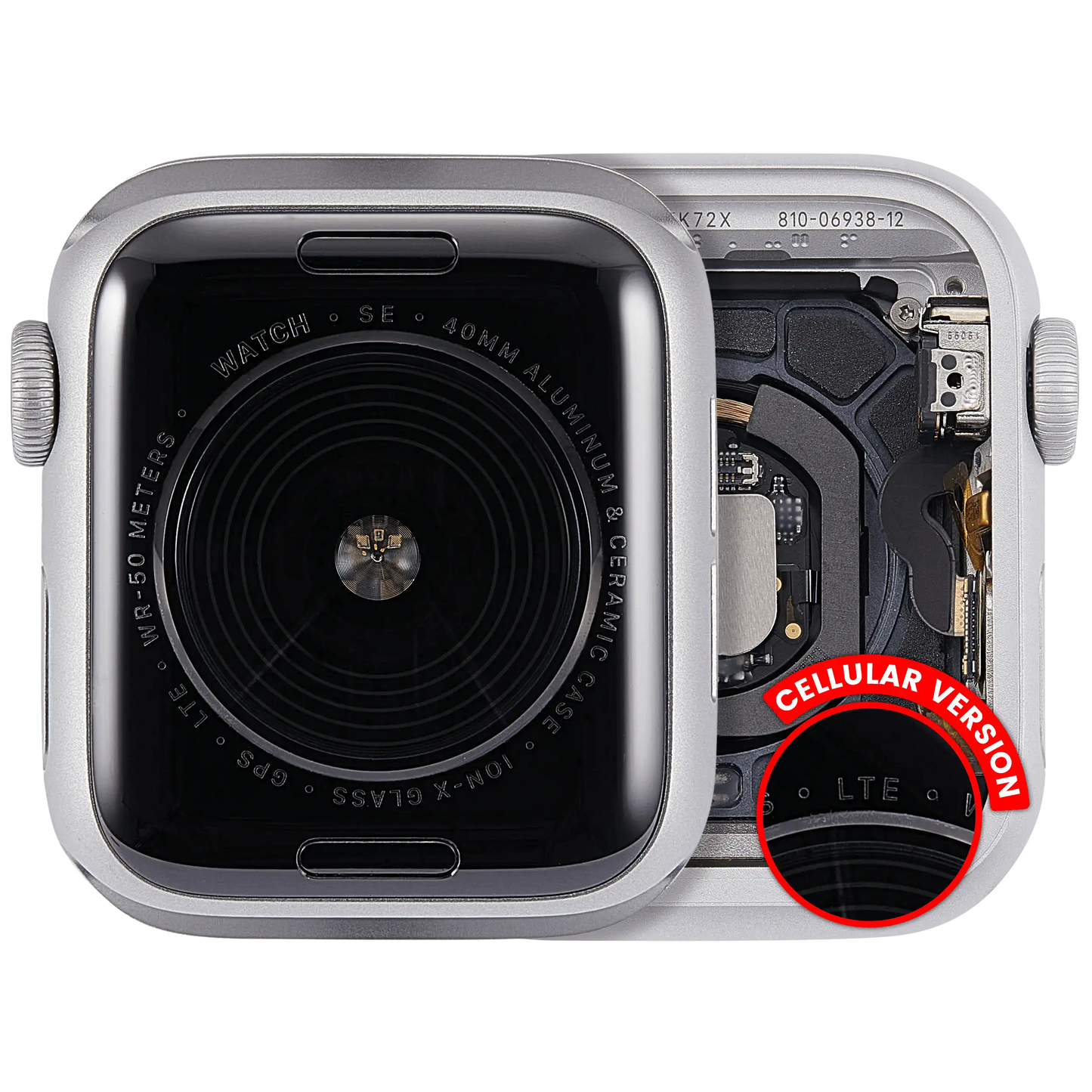 Housing Assembly Compatible For Watch Series SE 1st (40MM) (Used OEM Pull: Grade A) (Cellular Version) (Aluminum / Silver)
