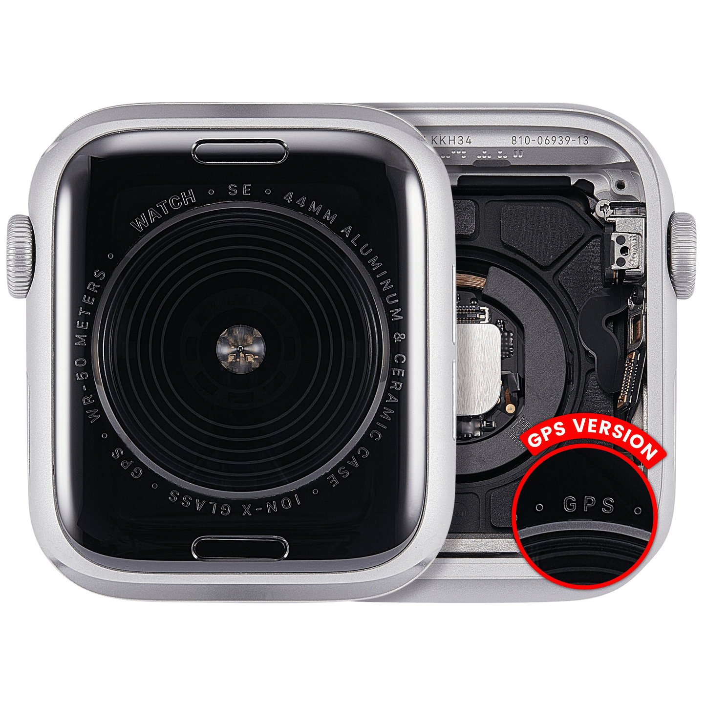 Housing Assembly Compatible For Watch Series SE 1st (44MM) (Used OEM Pull: Grade A) (GPS Version) (Aluminum / Silver)