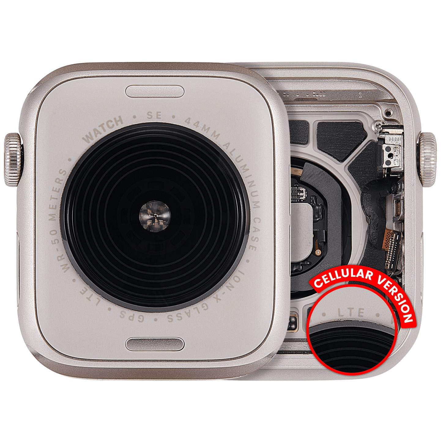 Housing Assembly Compatible For Watch Series SE 2nd (44MM) (Used OEM Pull: Grade A) (Cellular Version) (Aluminum / Starlight)