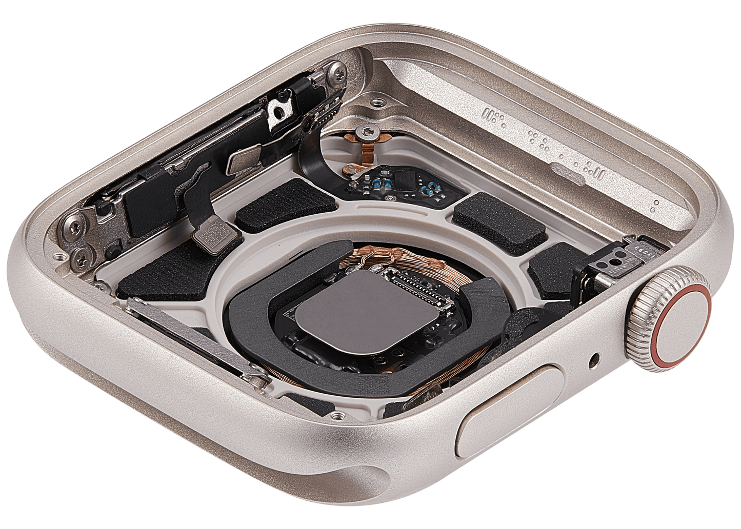 Housing Assembly Compatible For Watch Series SE 2nd (44MM) (Used OEM Pull: Grade A) (Cellular Version) (Aluminum / Starlight)