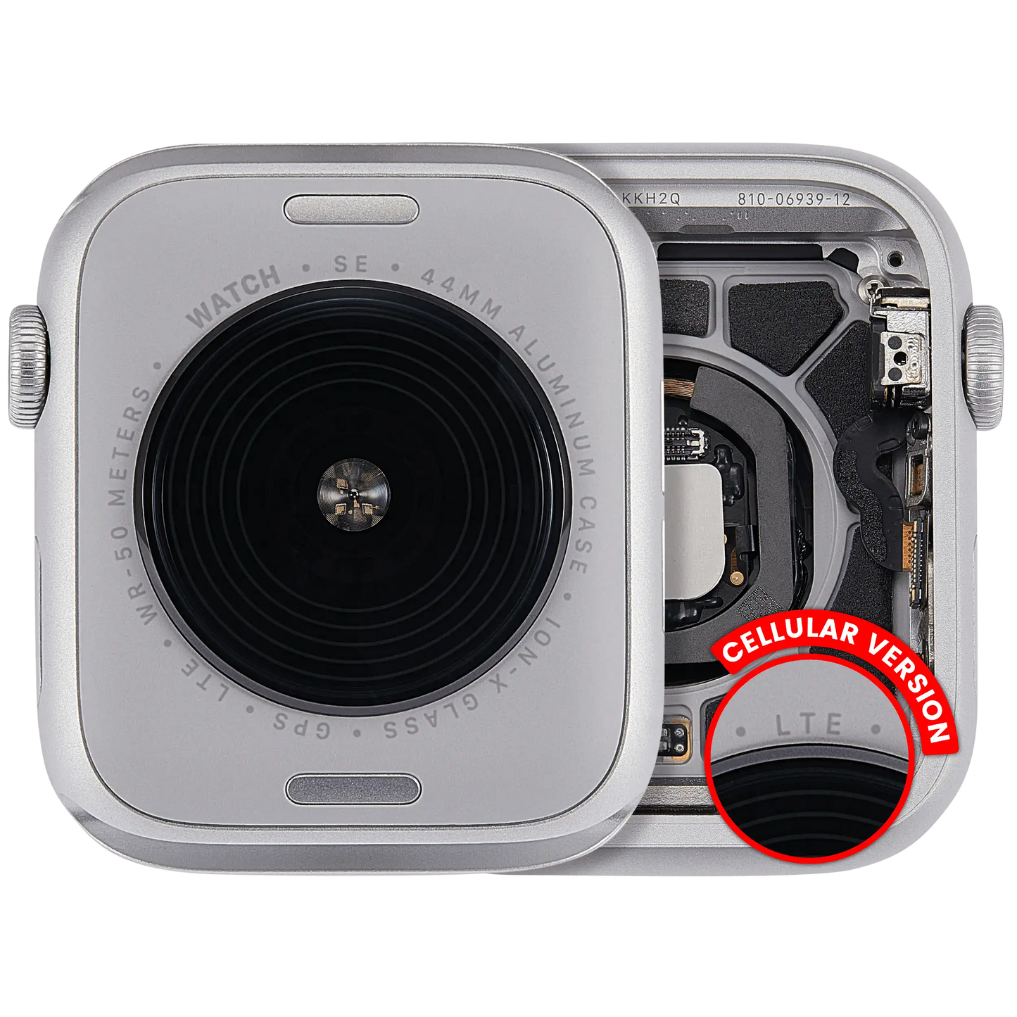 Housing Assembly Compatible For Watch Series SE 2nd (44MM) (Used OEM Pull: Grade A) (Cellular Version) (Aluminum / Silver)