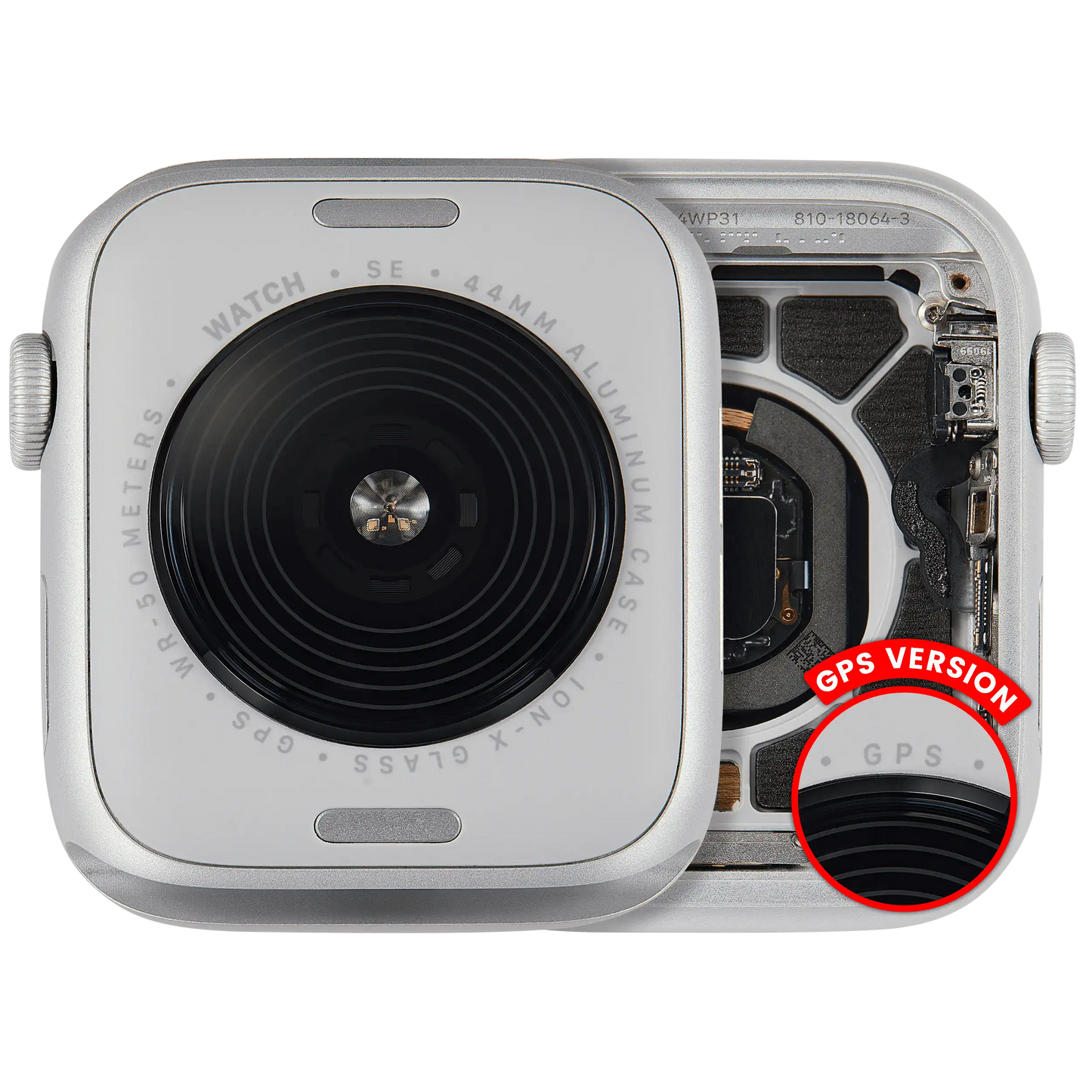 Housing Assembly Compatible For Watch Series SE 2nd (44MM) (Used OEM Pull: Grade A) (GPS Version) (Aluminum / Silver)