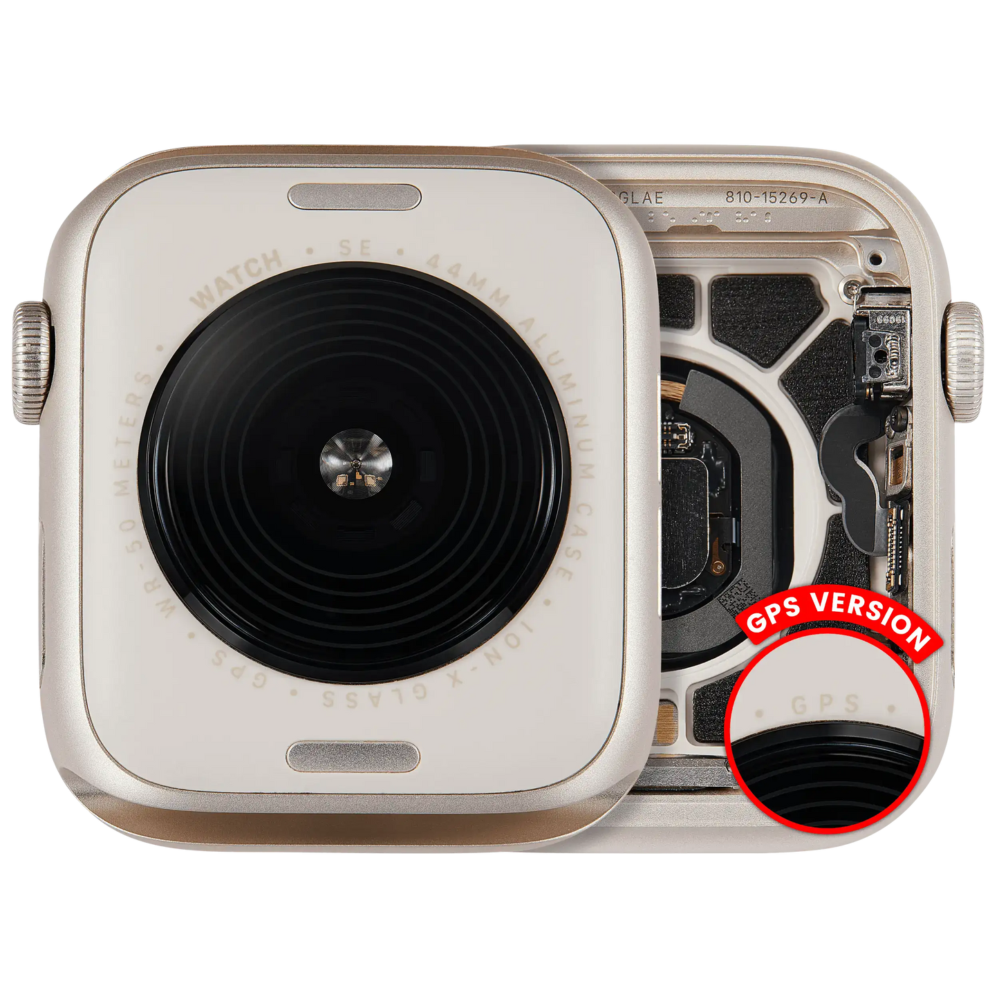 Housing Assembly Compatible For Watch Series SE 2nd (44MM) (Used OEM Pull: Grade A) (GPS Version) (Aluminum / Starlight)