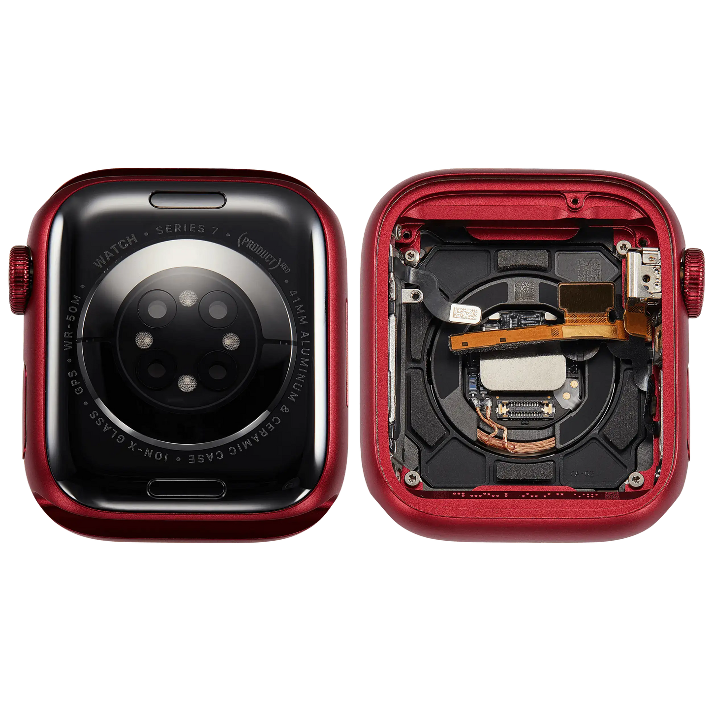 Housing Assembly Compatible For Watch Series 7 (41MM) (Used OEM Pull: Grade A) (GPS Version) (Aluminum / Red)