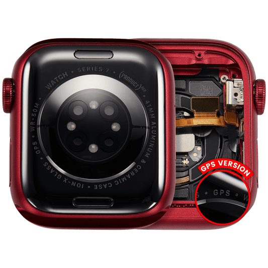 Housing Assembly Compatible For Watch Series 7 (41MM) (Used OEM Pull: Grade A) (GPS Version) (Aluminum / Red)