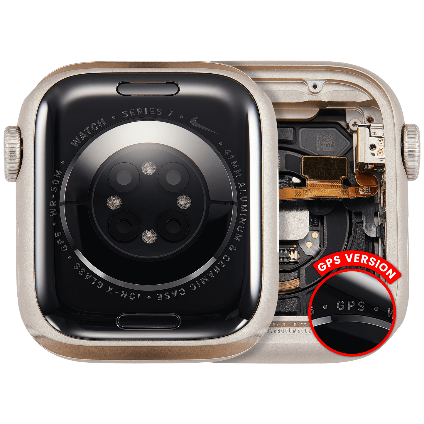 Housing Assembly Compatible For Watch Series 7 (41MM) (Used OEM Pull: Grade A) (GPS Version) (Aluminum / Starlight)
