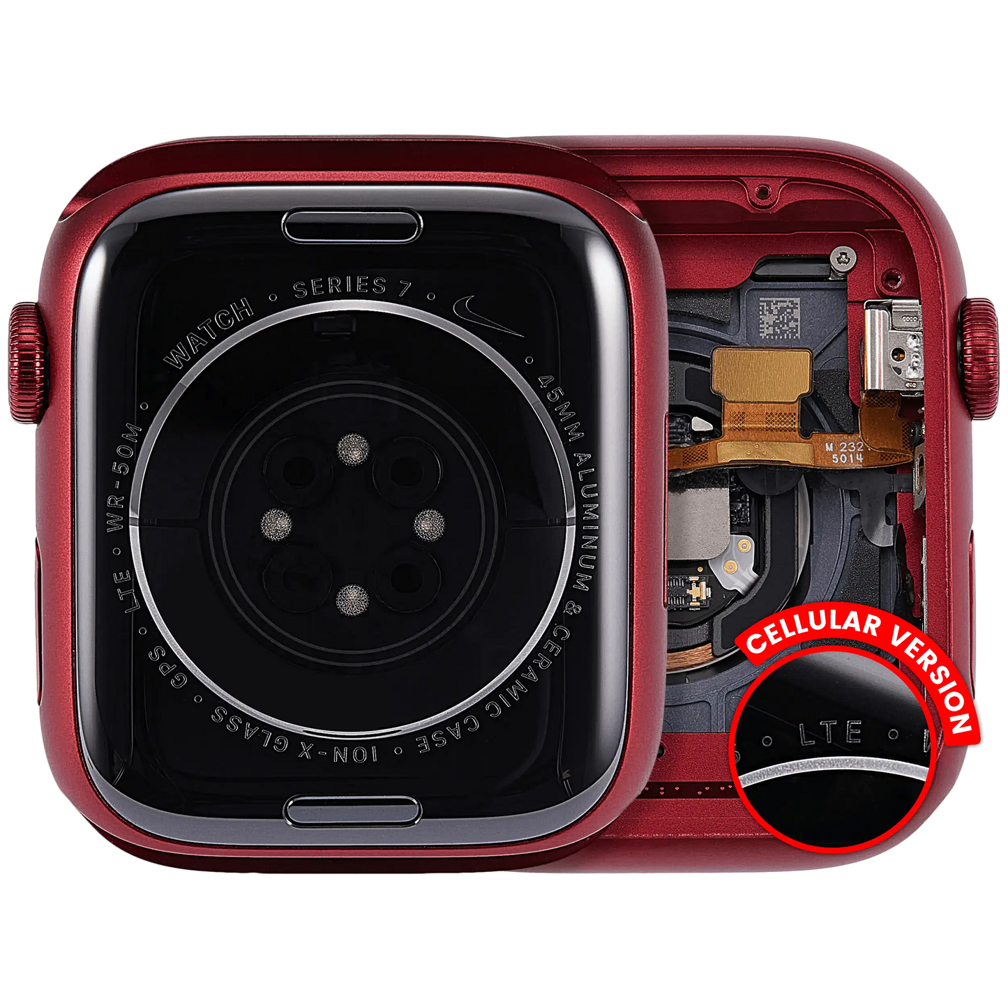 Housing Assembly Compatible For Watch Series 7 (45MM) (Used OEM Pull: Grade A) (Cellular Version) (Aluminum / Red)