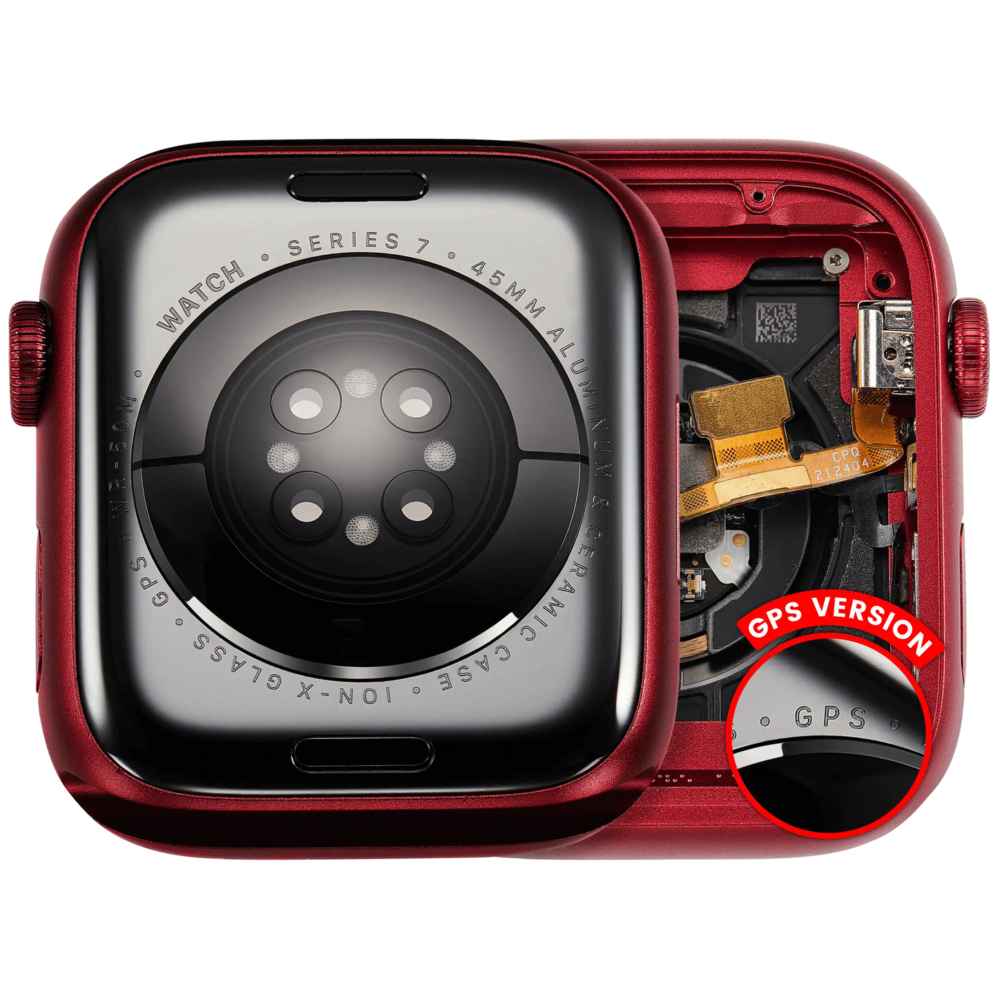 Housing Assembly Compatible For Watch Series 7 (45MM) (Used OEM Pull: Grade A) (GPS Version) (Aluminum / Red)