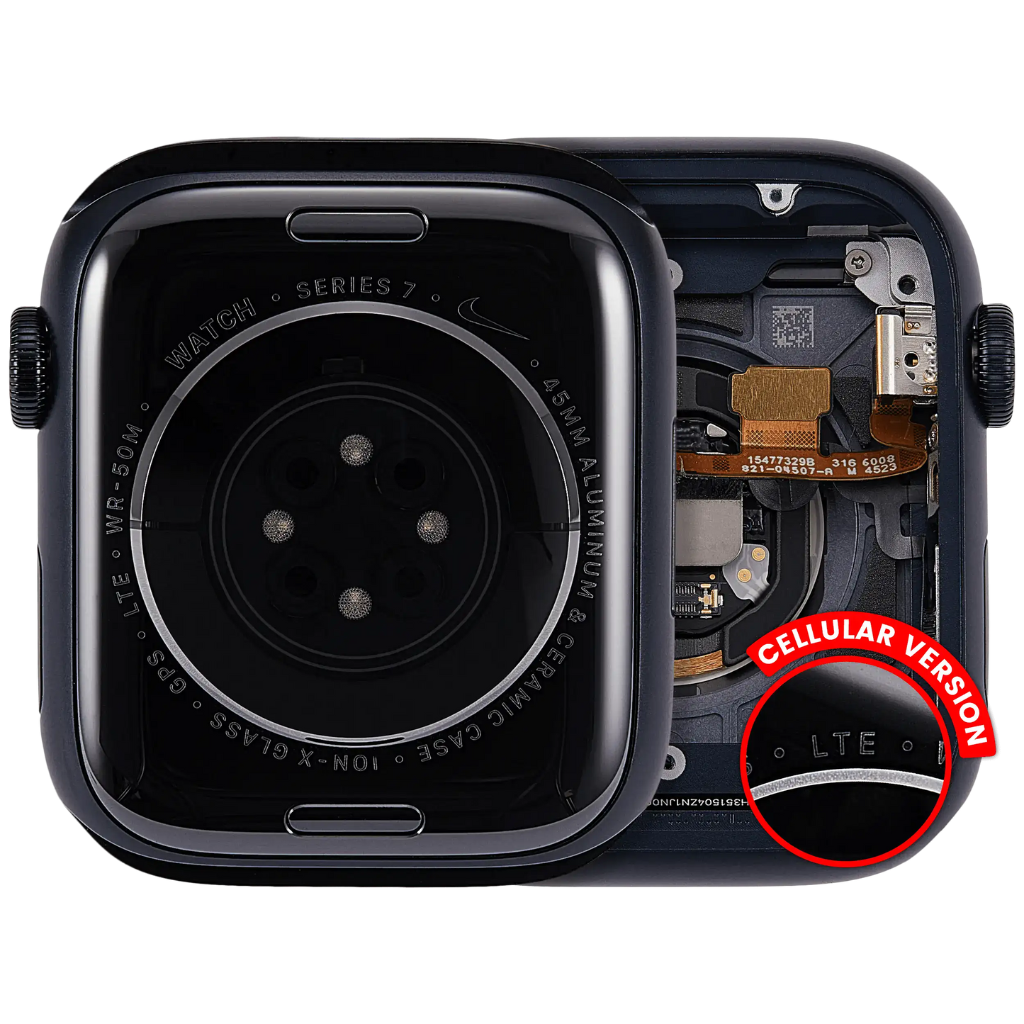 Housing Assembly Compatible For Watch Series 7 (45MM) (Used OEM Pull: Grade A) (Cellular Version) (Aluminum / Space Black)