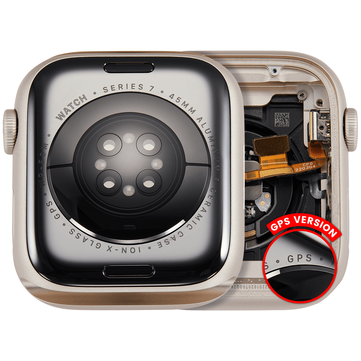 Housing Assembly Compatible For Watch Series 7 (45MM) (Used OEM Pull: Grade A) (GPS Version) (Aluminum / Starlight)
