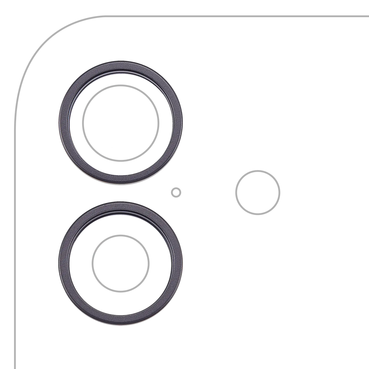 Back Camera Bezel Ring Only For iPhone 17 (Black) (2 Piece Set)