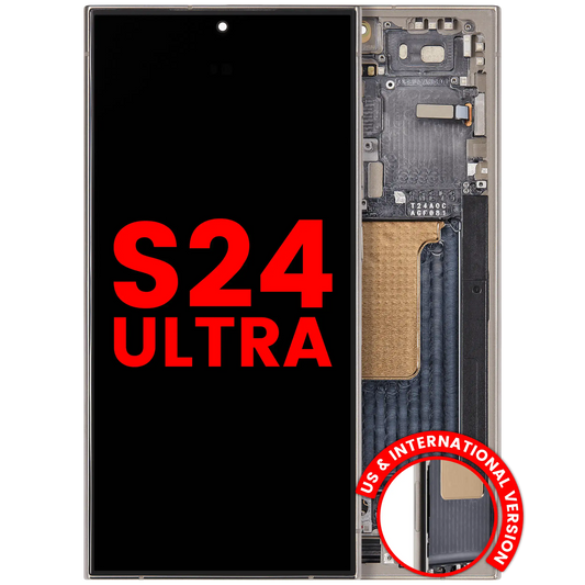 OLED Assembly With Frame For Samsung Galaxy S24 Ultra (US & International Version) (Aftermarket Plus) (Titanium Gray)