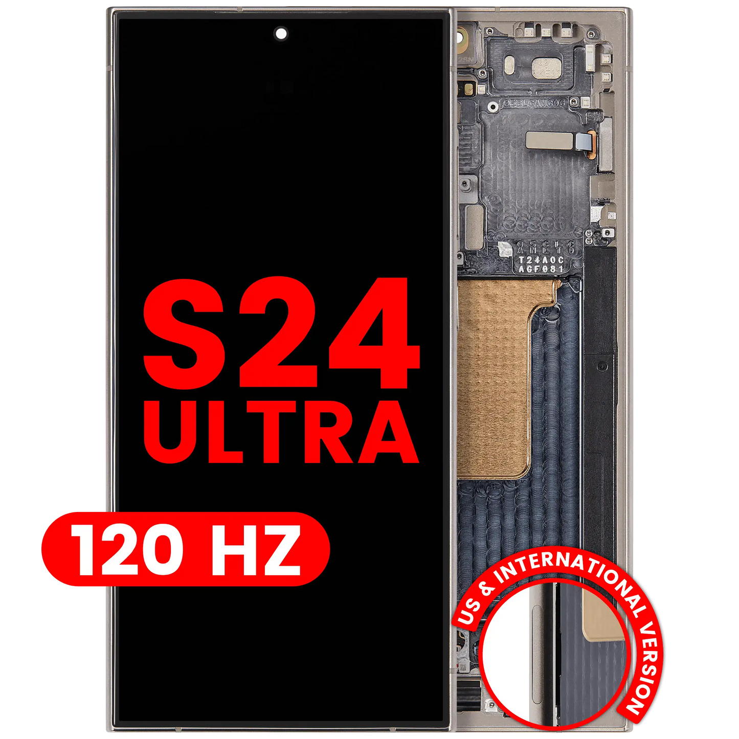 OLED Assembly With Frame For Samsung Galaxy S24 Ultra (US & International Version) (Aftermarket Plus) (120Hz) (Titanium Gray)