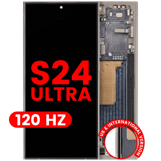 OLED Assembly With Frame For Samsung Galaxy S24 Ultra (US & International Version) (Aftermarket Plus) (120Hz) (Titanium Gray)
