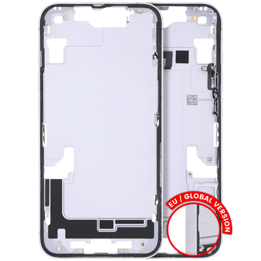 Mid-Frame Housing W/ Small Parts For iPhone 14 (EU / Global Version) (Used OEM Pull: Grade B) (Purple)