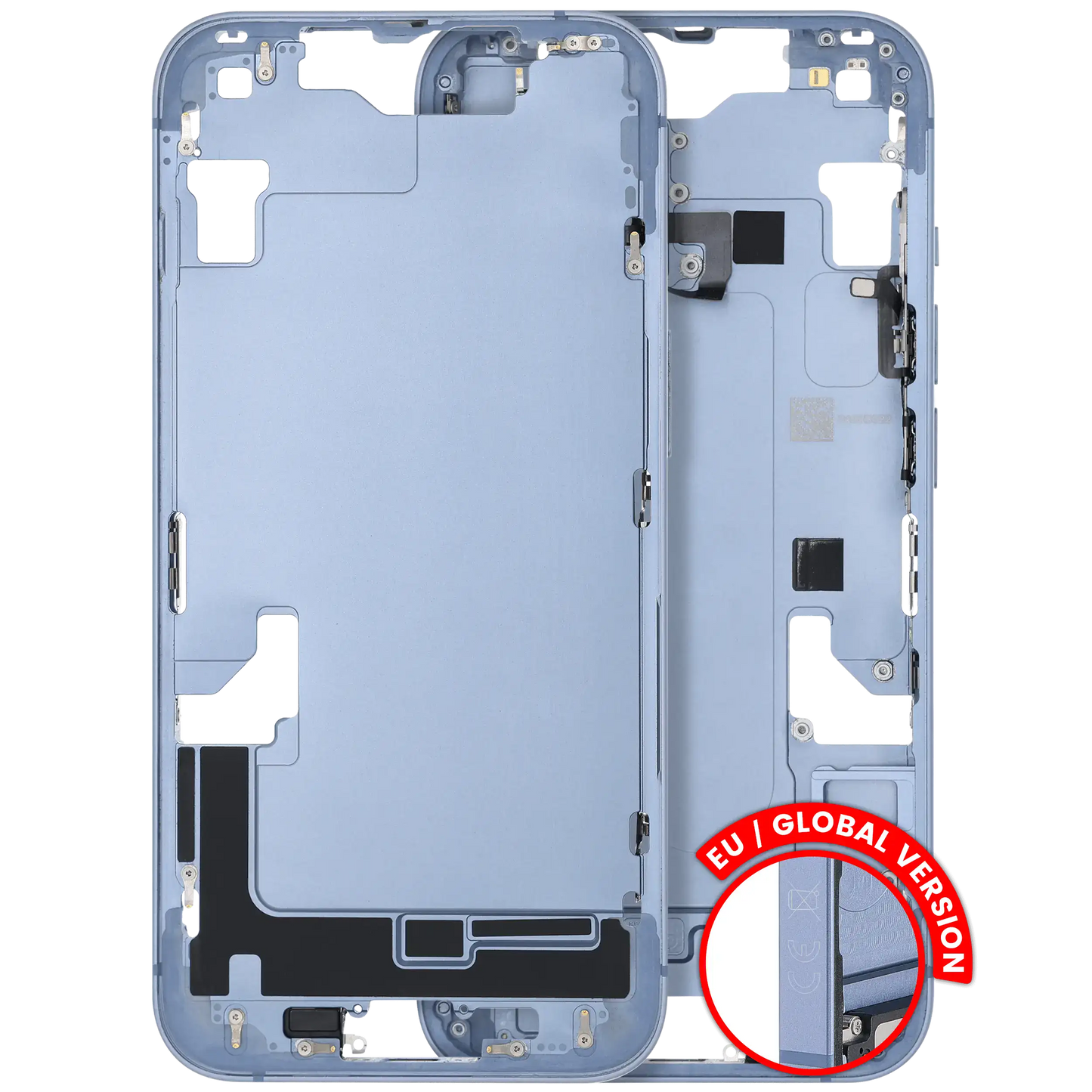 Mid-Frame Housing W/ Small Parts For iPhone 14 (EU / Global Version) (Used OEM Pull: Grade C) (Blue)