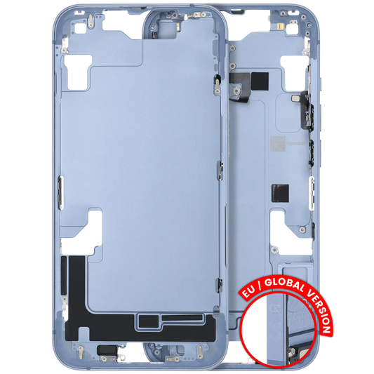 Mid-Frame Housing W/ Small Parts For iPhone 14 (EU / Global Version) (Used OEM Pull: Grade C) (Blue)