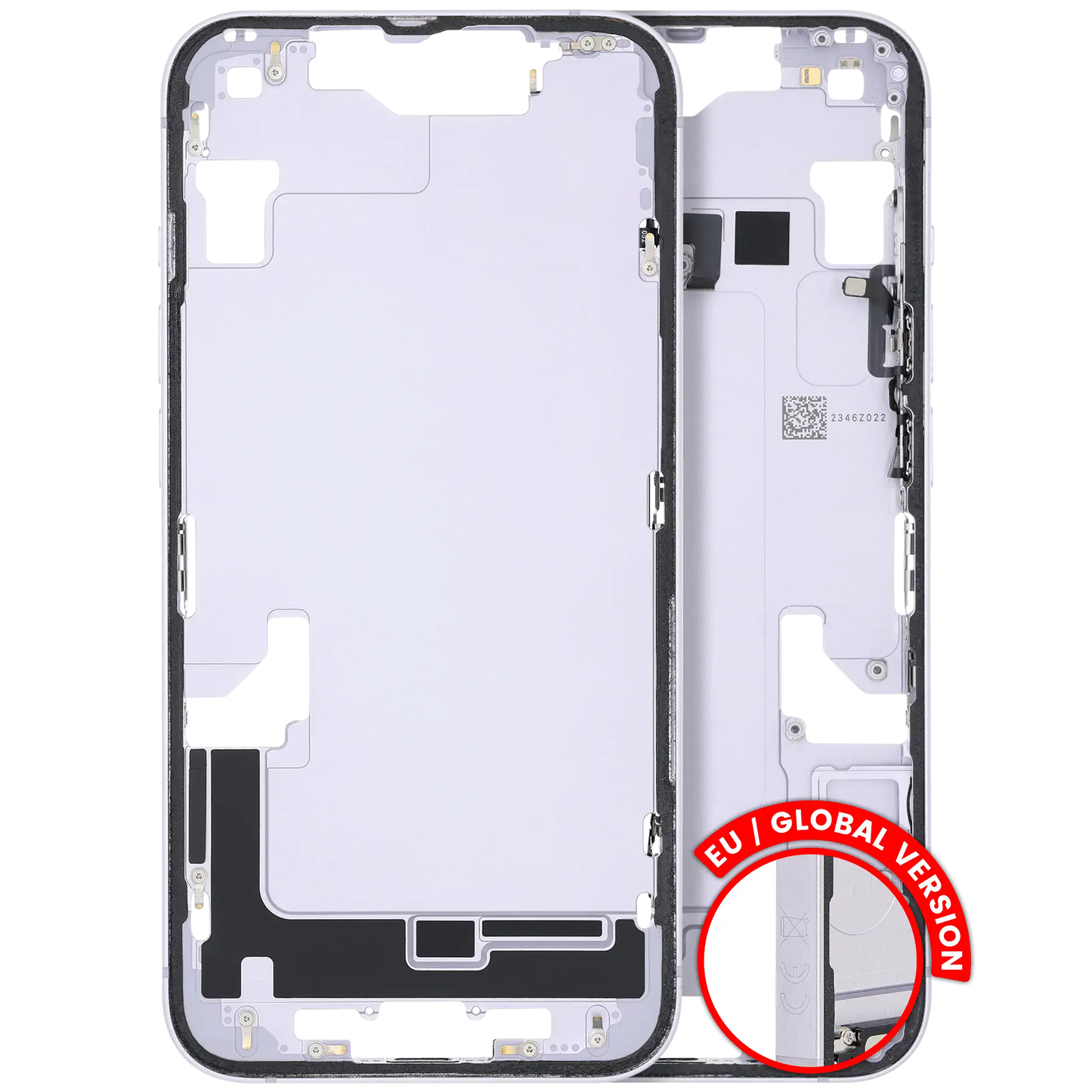 Mid-Frame Housing W/ Small Parts For iPhone 14 (EU / Global Version) (Used OEM Pull: Grade C) (Purple)