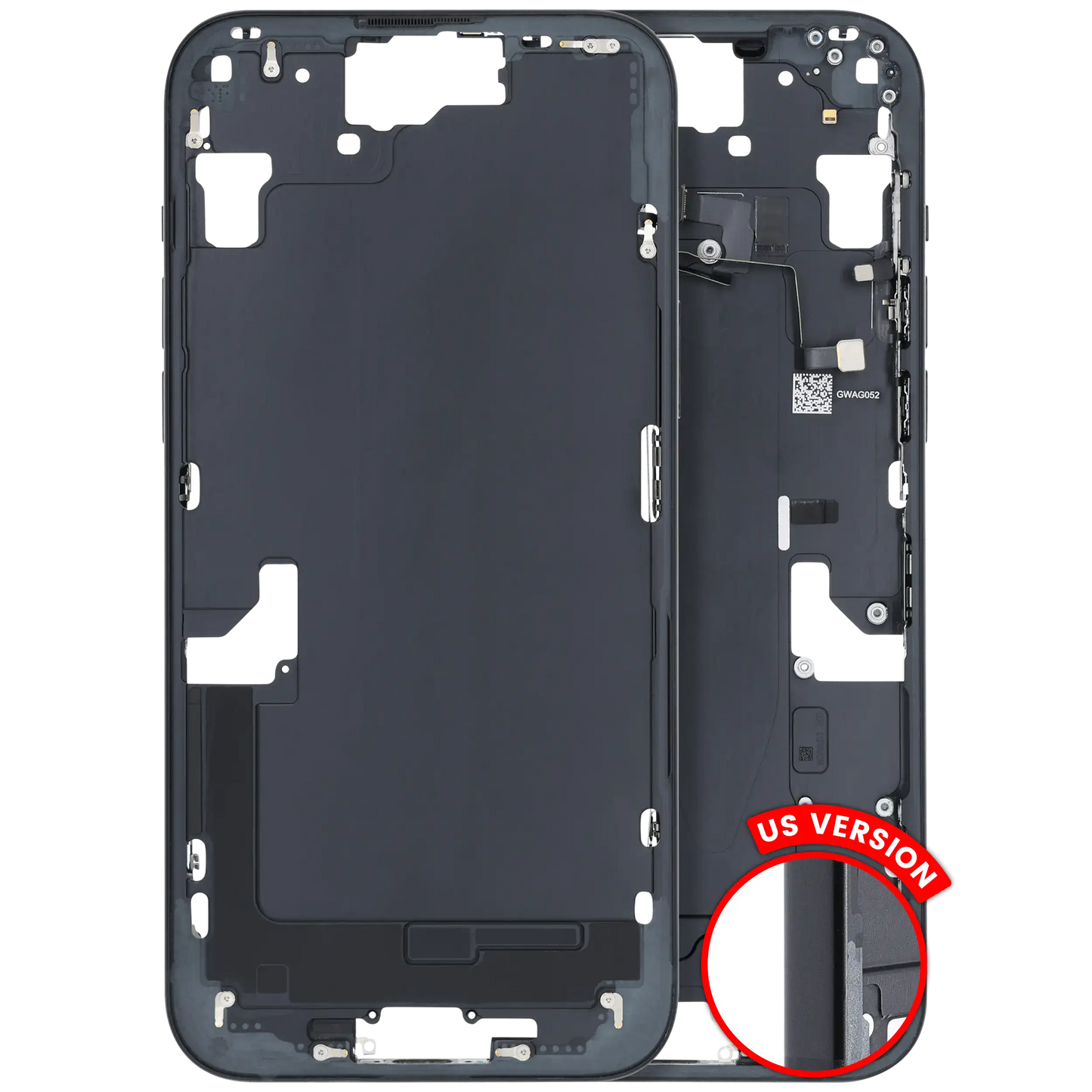 Mid-Frame Housing W/ Small Parts For iPhone 15 Plus (US Version) (Used OEM Pull: Grade C) (Black)