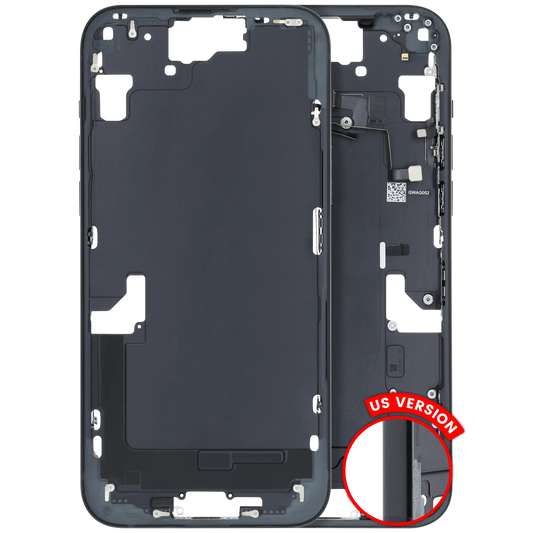 Mid-Frame Housing W/ Small Parts For iPhone 15 Plus (US Version) (Used OEM Pull: Grade C) (Black)