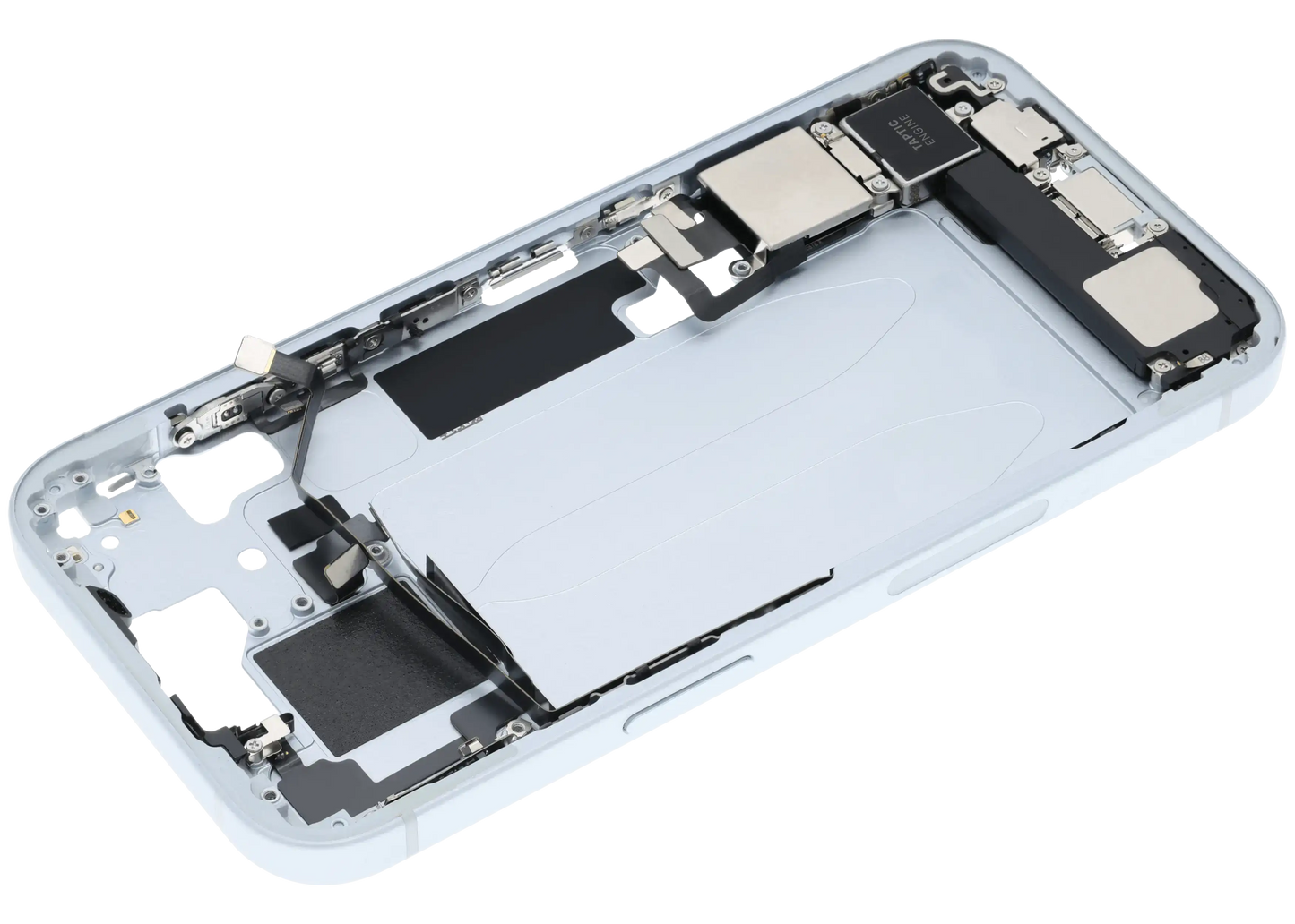 Mid-Frame Housing W/ Charging Port Flex & Small Parts For iPhone 15 (US Version) (Used OEM Pull: Grade B) (Blue)
