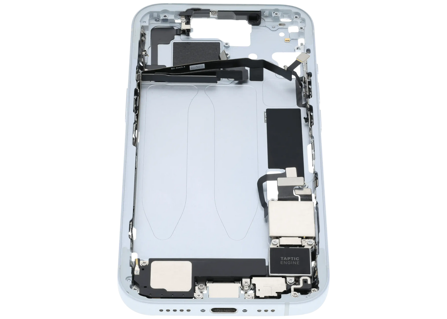 Mid-Frame Housing W/ Charging Port Flex & Small Parts For iPhone 15 (US Version) (Used OEM Pull: Grade B) (Blue)