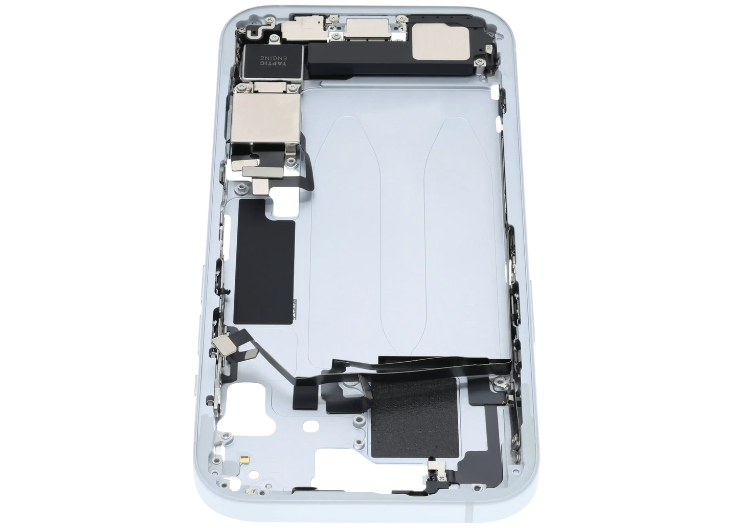 Mid-Frame Housing W/ Charging Port Flex & Small Parts For iPhone 15 (US Version) (Used OEM Pull: Grade C) (Blue)