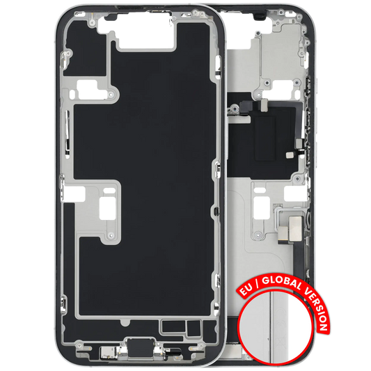 Mid-Frame Housing W/ Charging Port Flex & Small Parts For iPhone 16 Pro (EU / Global Version) (Used OEM Pull: Grade A) (White Titanium)