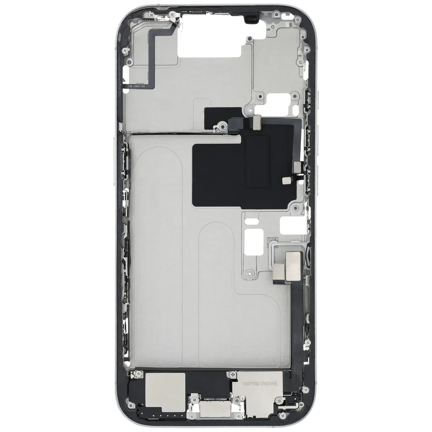Mid-Frame Housing W/ Charging Port Flex & Small Parts For iPhone 16 Pro (EU / Global Version) (Used OEM Pull: Grade A) (White Titanium)