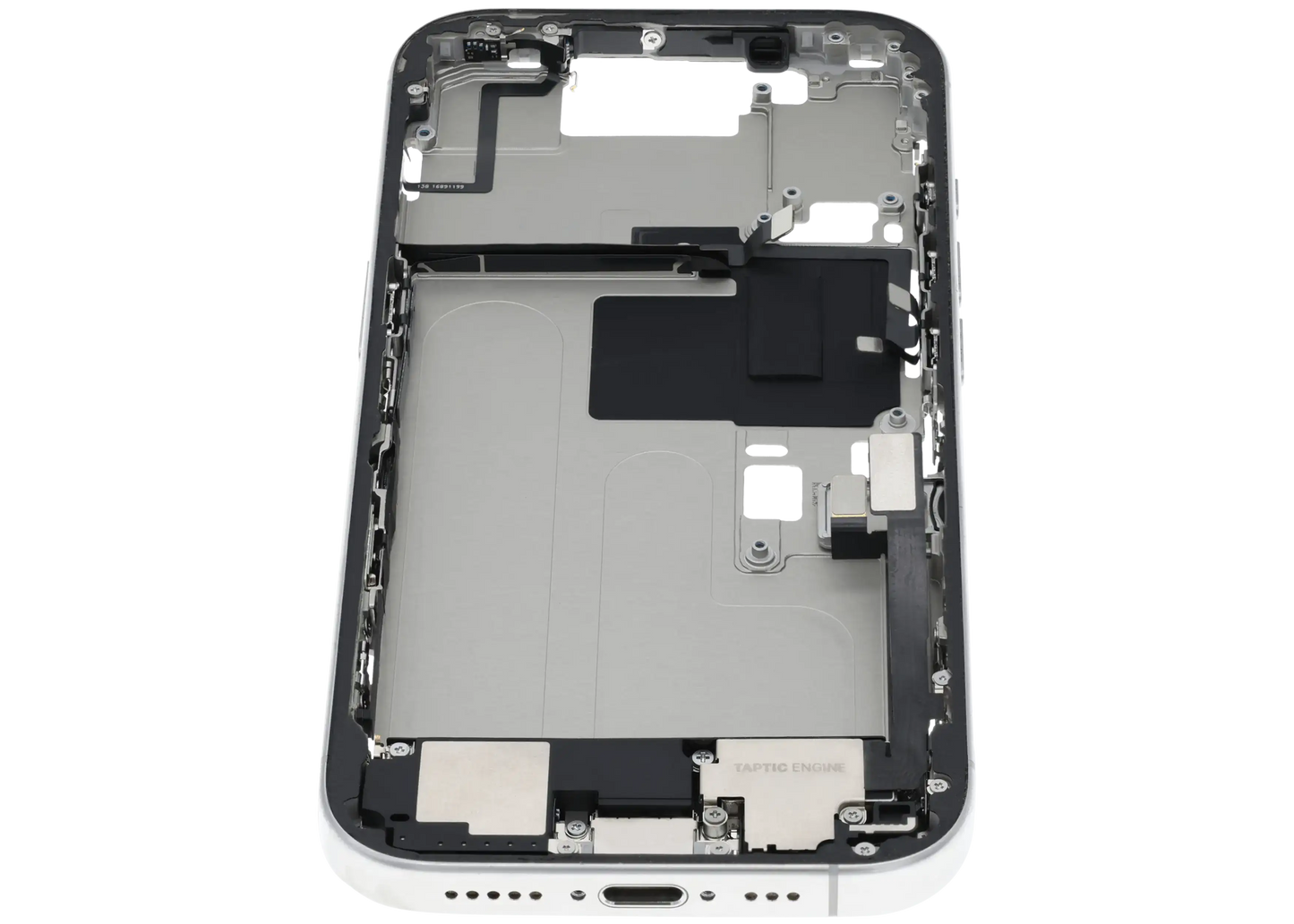 Mid-Frame Housing W/ Charging Port Flex & Small Parts For iPhone 16 Pro (EU / Global Version) (Used OEM Pull: Grade A) (White Titanium)
