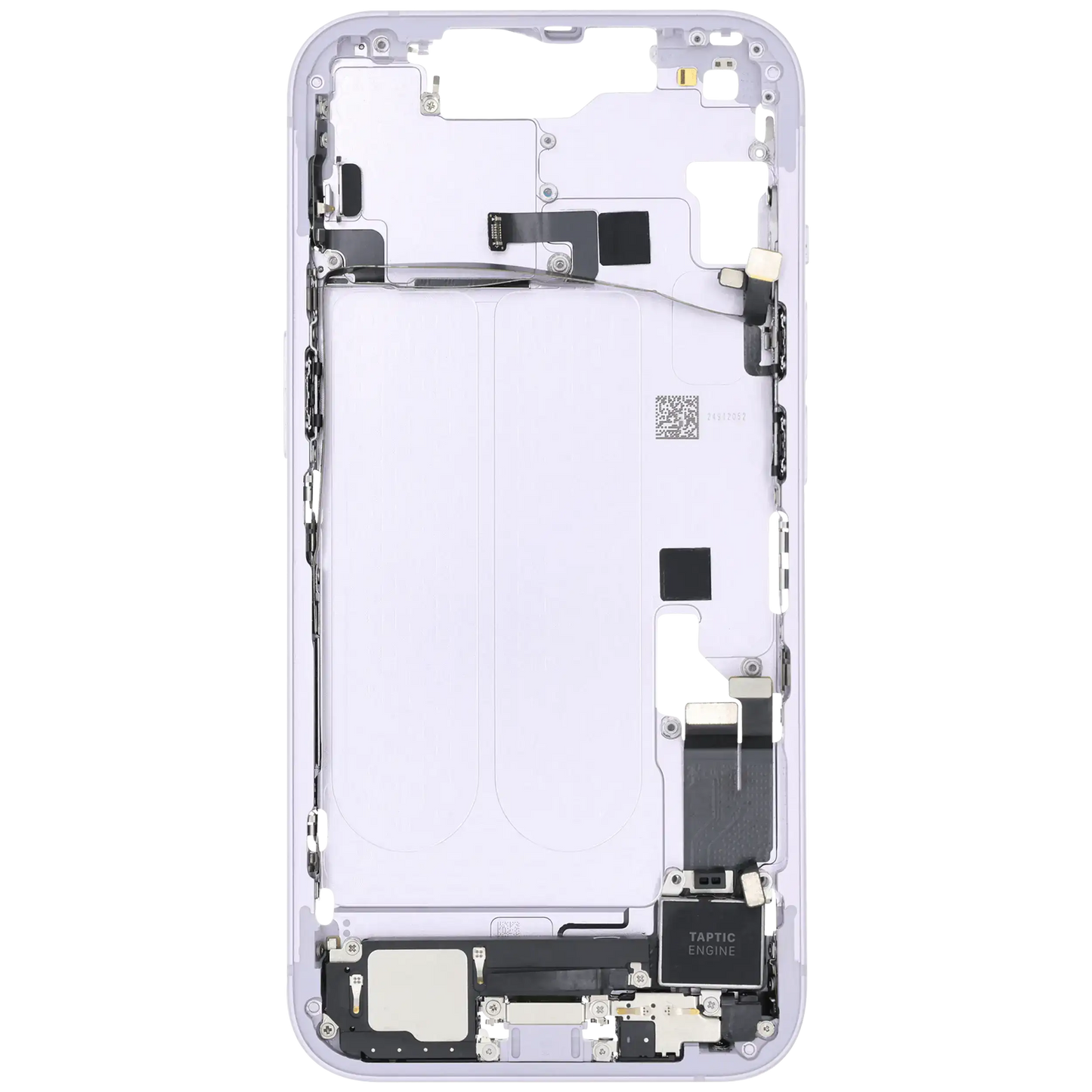 Mid-Frame Housing W/ Charging Port Flex & Small Parts For iPhone 14 (US Version) (Used OEM Pull: Grade A) (Purple)