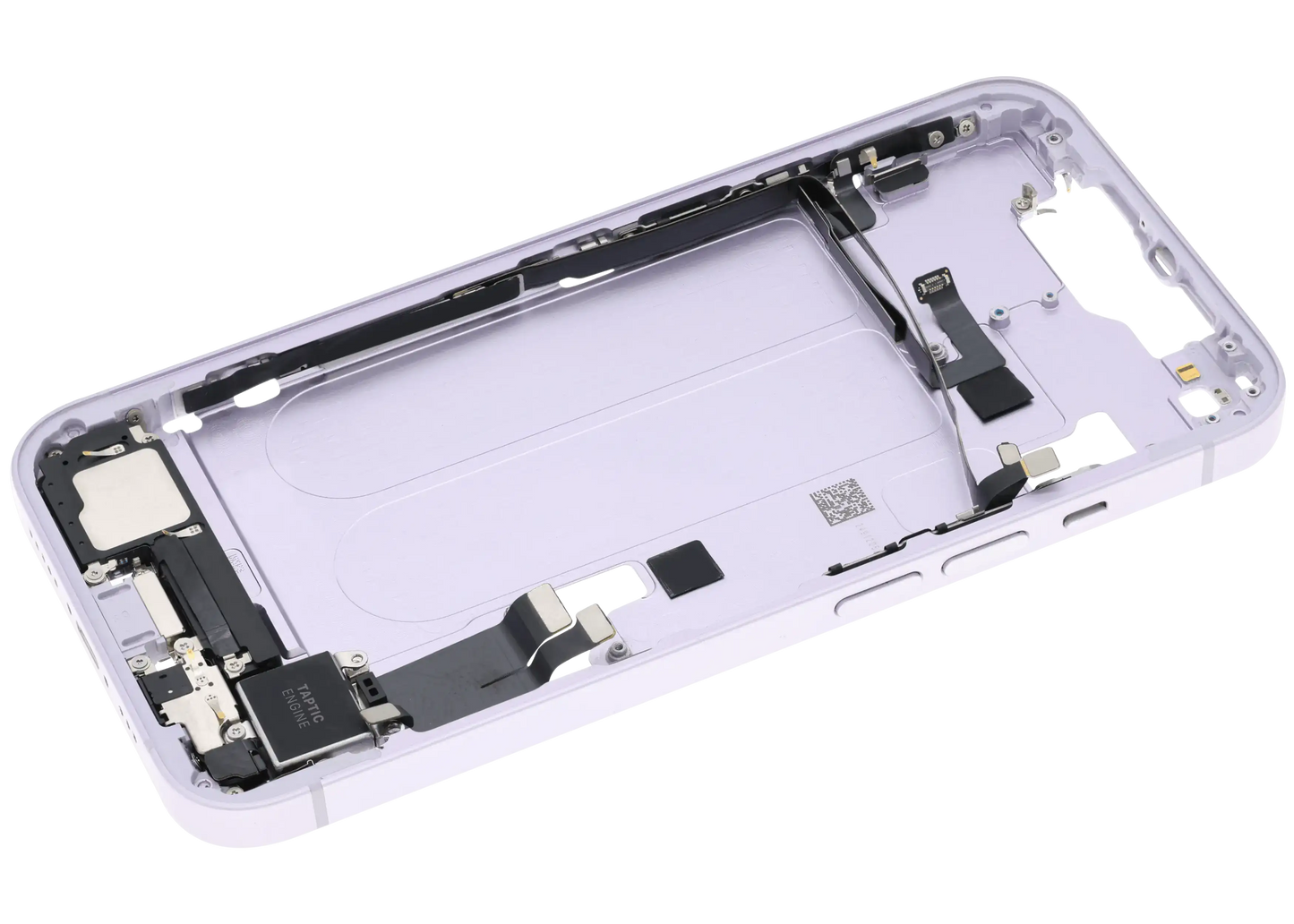 Mid-Frame Housing W/ Charging Port Flex & Small Parts For iPhone 14 (US Version) (Used OEM Pull: Grade A) (Purple)