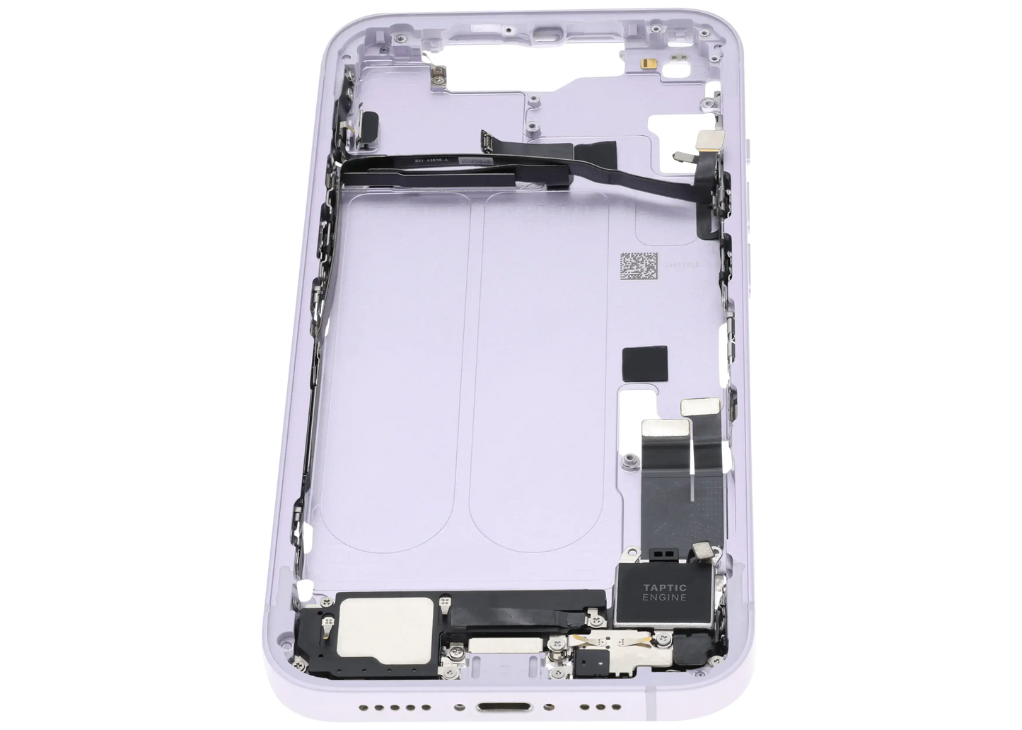 Mid-Frame Housing W/ Charging Port Flex & Small Parts For iPhone 14 (US Version) (Used OEM Pull: Grade A) (Purple)