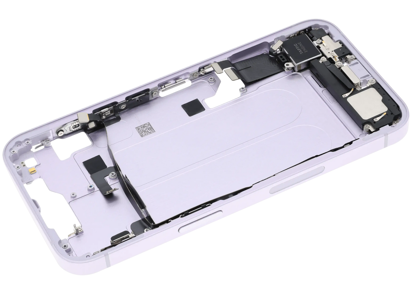 Mid-Frame Housing W/ Charging Port Flex & Small Parts For iPhone 14 (US Version) (Used OEM Pull: Grade A) (Purple)