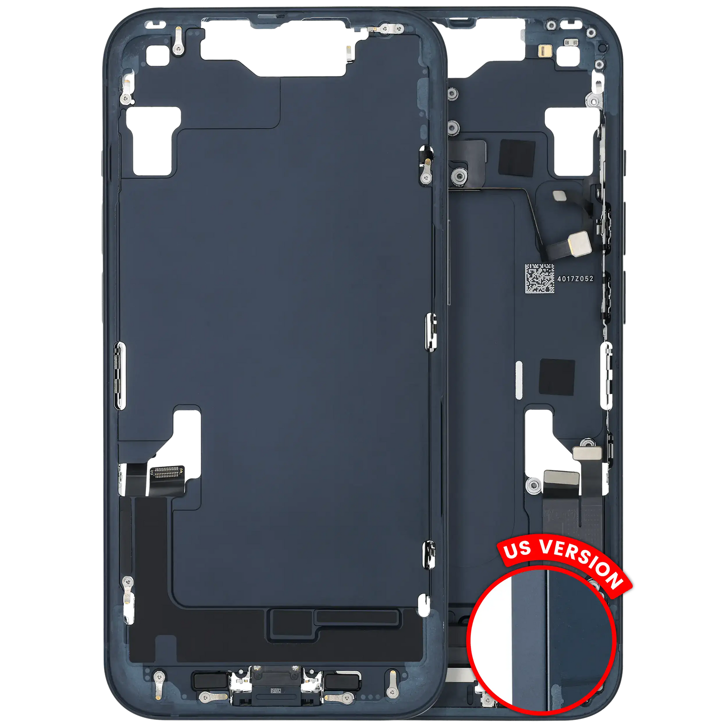 Mid-Frame Housing W/ Charging Port Flex & Small Parts For iPhone 14 (US Version) (Used OEM Pull: Grade B) (Midnight)