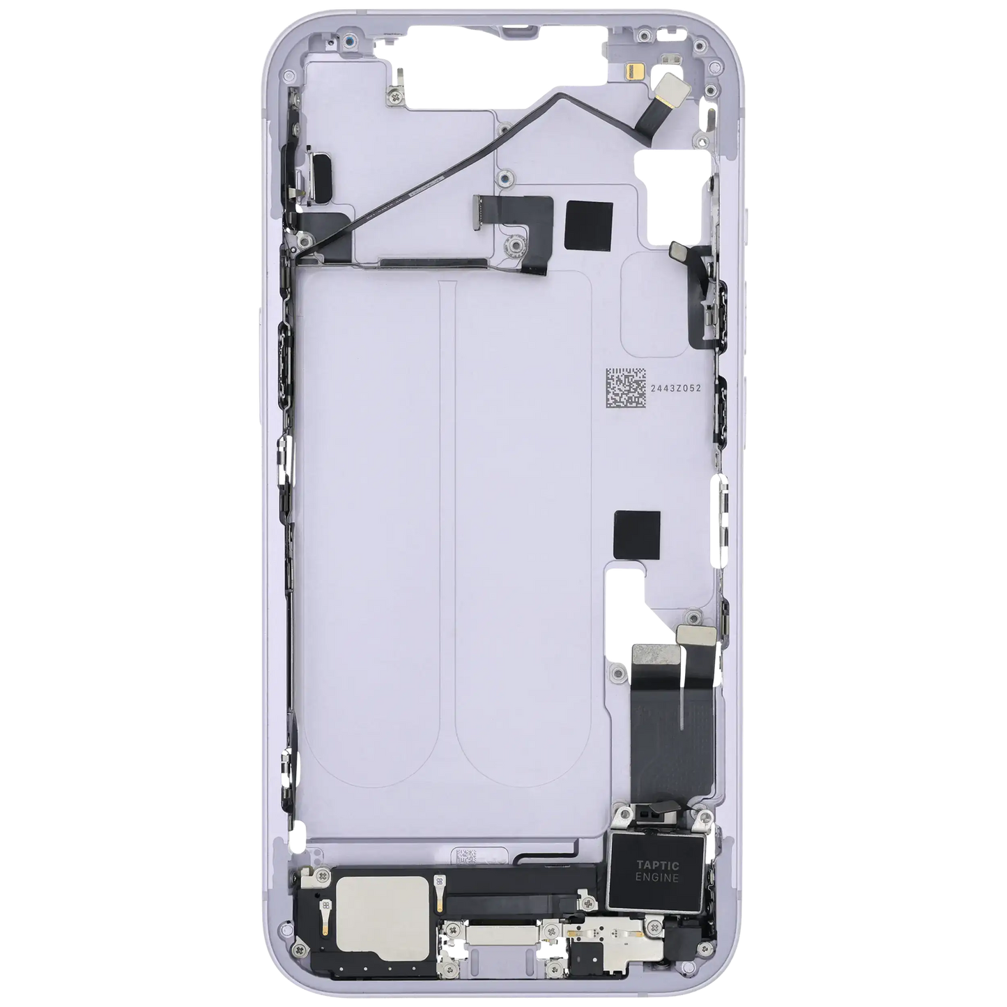 Mid-Frame Housing W/ Charging Port Flex & Small Parts For iPhone 14 (US Version) (Used OEM Pull: Grade B) (Purple)