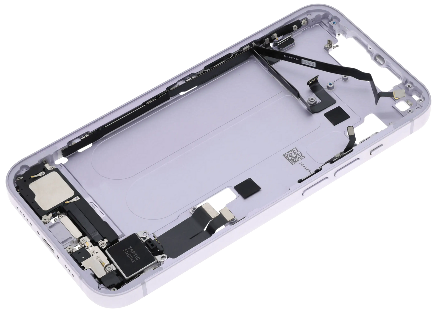 Mid-Frame Housing W/ Charging Port Flex & Small Parts For iPhone 14 (US Version) (Used OEM Pull: Grade B) (Purple)