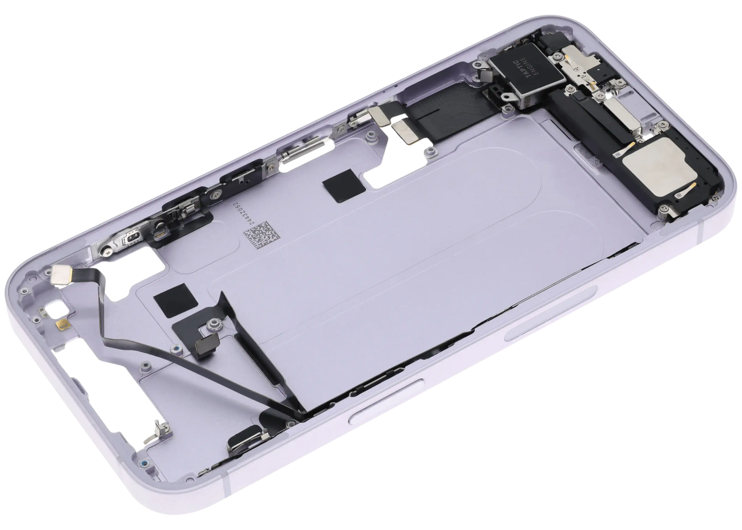 Mid-Frame Housing W/ Charging Port Flex & Small Parts For iPhone 14 (US Version) (Used OEM Pull: Grade B) (Purple)