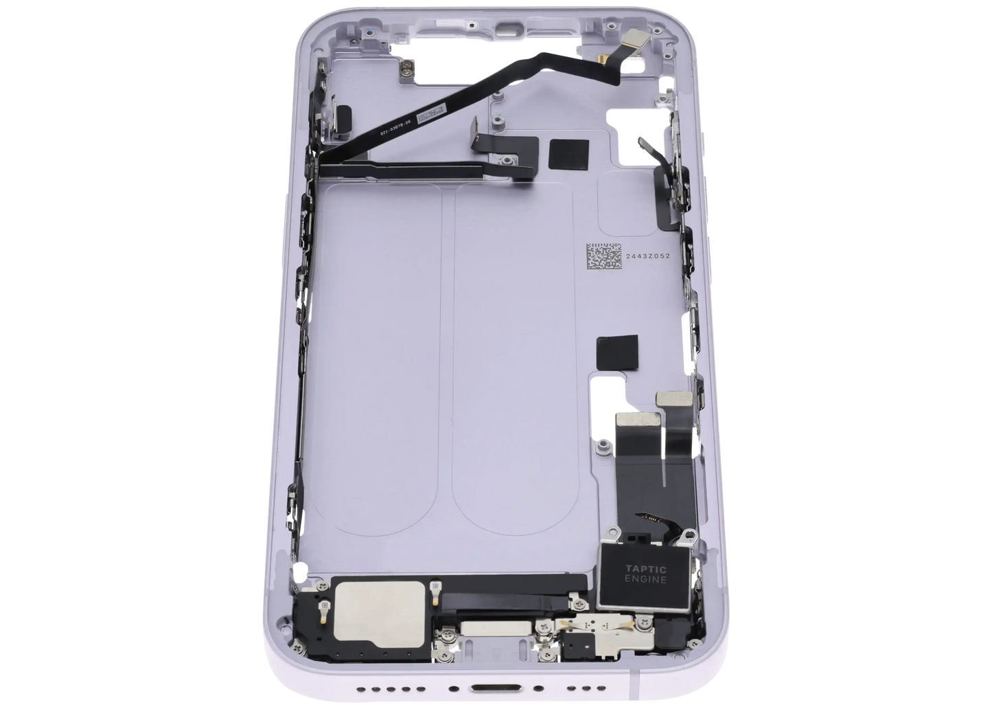 Mid-Frame Housing W/ Charging Port Flex & Small Parts For iPhone 14 (US Version) (Used OEM Pull: Grade B) (Purple)