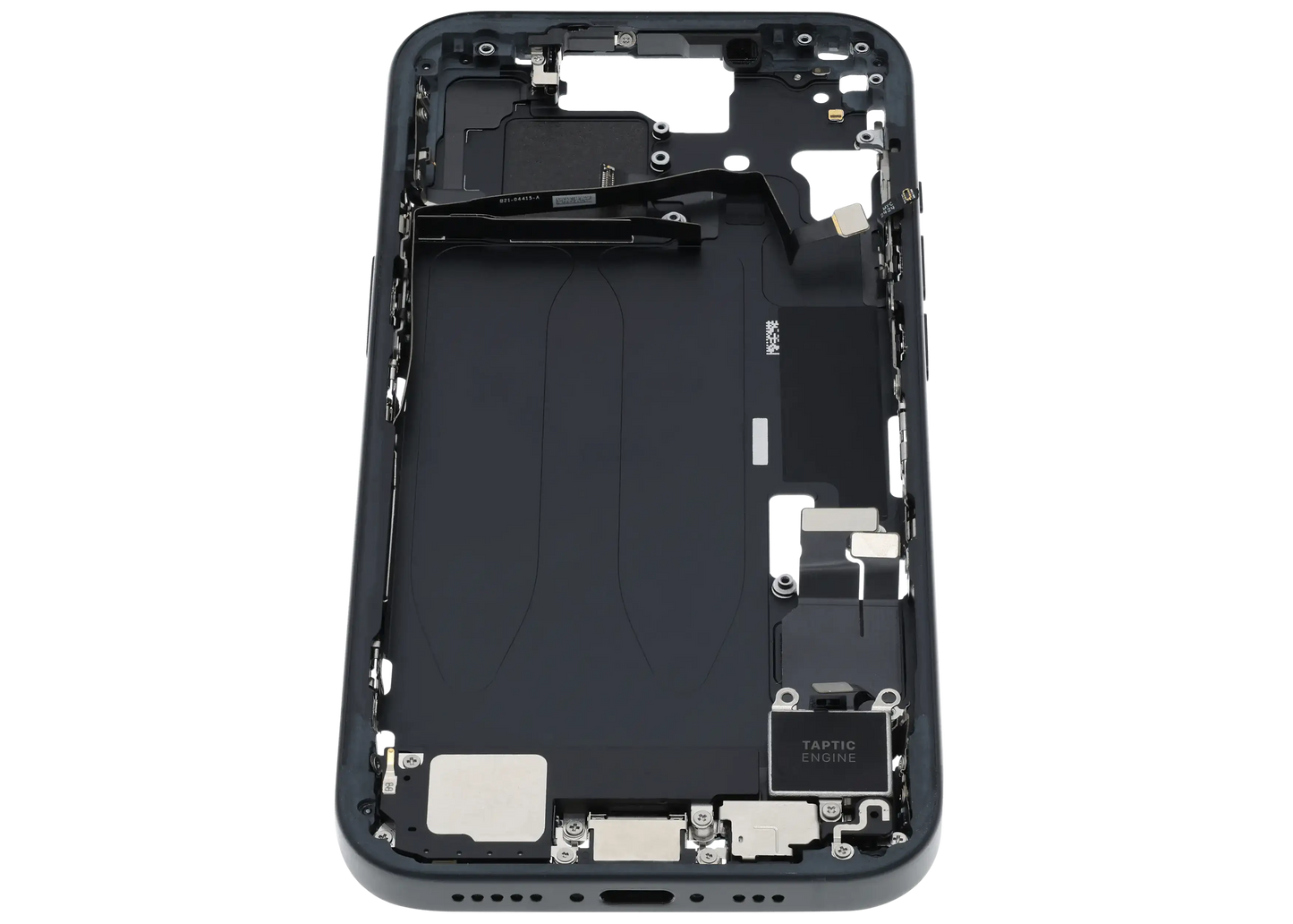Mid-Frame Housing W/ Charging Port Flex & Small Parts For iPhone 15 (US Version) (Used OEM Pull: Grade A) (Black)
