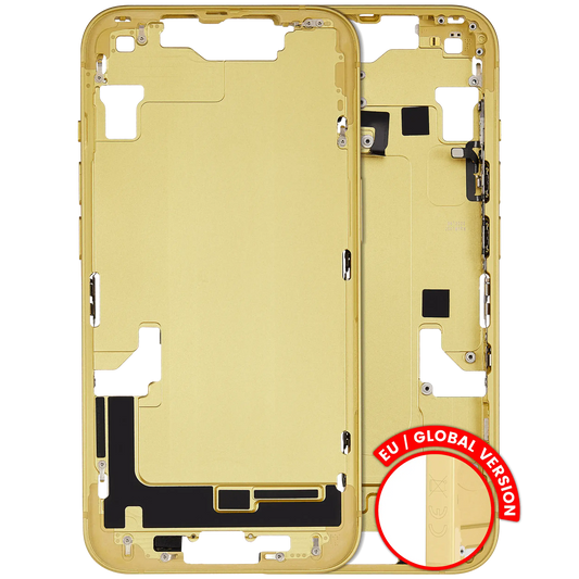 Mid-Frame Housing W/ Small Parts For iPhone 14 (EU / Global Version) (Used OEM Pull: Grade A) (Yellow)
